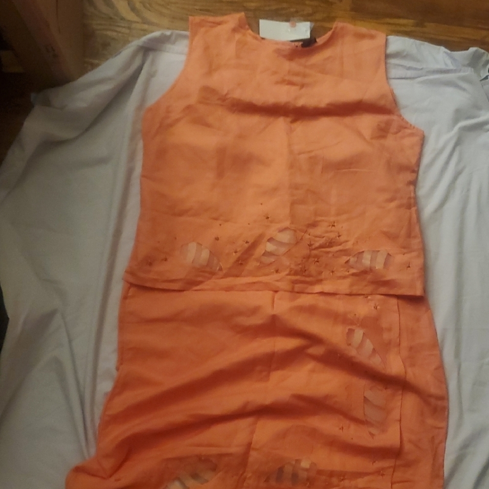 Magic Orange Sleeveless Dress Set